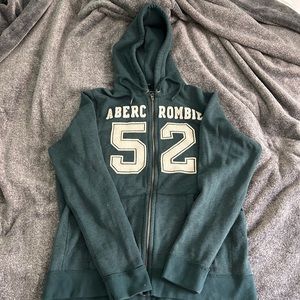 Abercrombie and Fitch zip-up hoodie in dark forest green. Size XXL